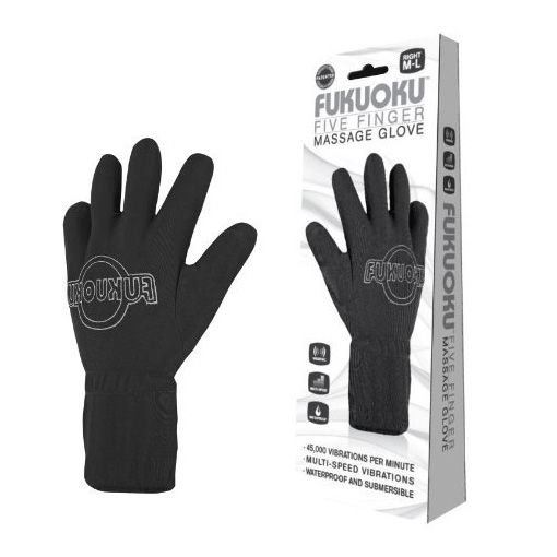 Fukuoku Vibrating Five Finger Massage Glove Left Hand BondageBox UK