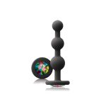 Glams Black Ripple Anal Plug Rainbow Gem BondageBox UK