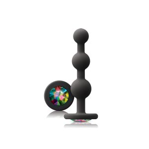 Glams Black Ripple Anal Plug Rainbow Gem BondageBox UK