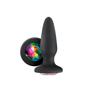 Glams Silicone Rainbow Gem Butt Plug Black BondageBox UK