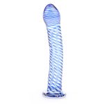 Glass Dildo With Blue Spiral Design BondageBox UK