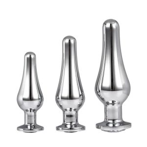 Gleaming Butt Plug Set Silver BondageBox UK