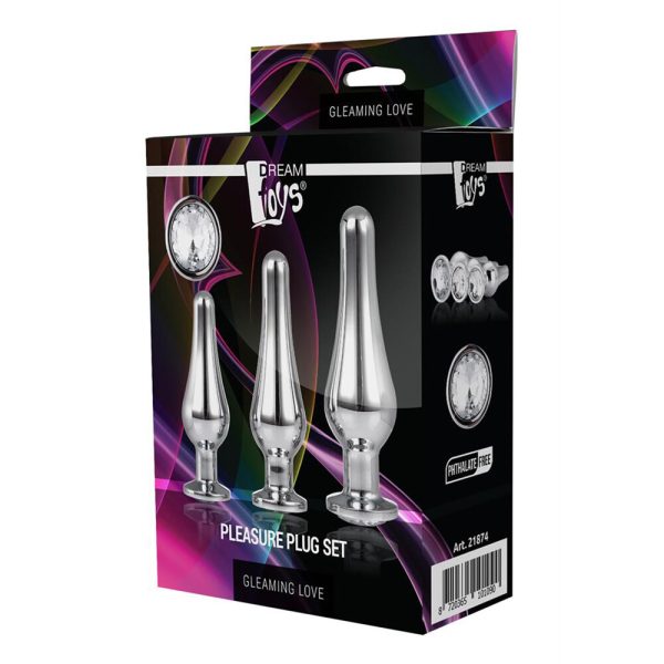 Gleaming Butt Plug Set Silver BondageBox UK
