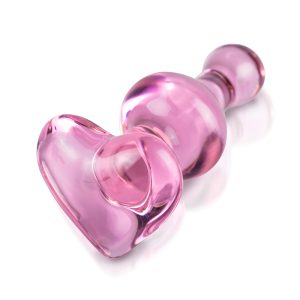 Icicles No.75 Pink Heart Glass Butt Plug BondageBox UK