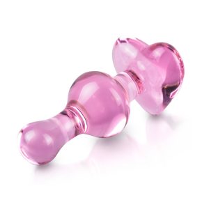 Icicles No.75 Pink Heart Glass Butt Plug BondageBox UK