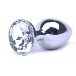 Large Metal Anal Plug With Clear Crystal BondageBox UK