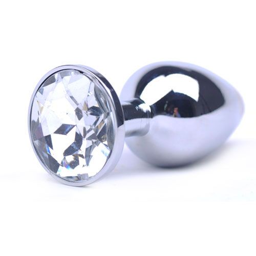 Large_Metal_Anal_Plug_With_Clear_Crystal_BondageBox_x2 Large Metal Anal Plug With Clear Crystal BondageBox UK