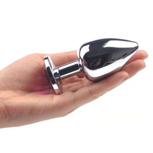 Large Metal Anal Plug With Clear Crystal BondageBox UK