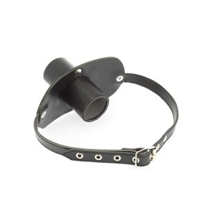 Leather Gag With Urine Tube BondageBox UK