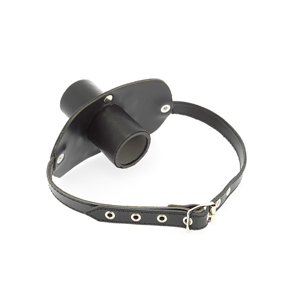 Leather Gag With Urine Tube BondageBox UK