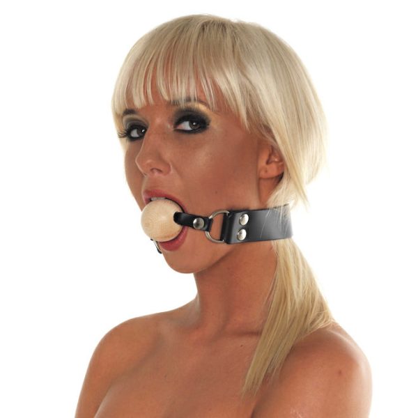 Leather Gag With Wooden Ball BondageBox UK