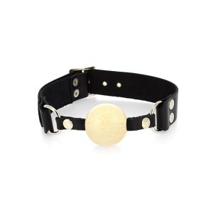 Leather Gag With Wooden Ball BondageBox UK