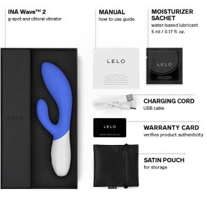 Lelo Ina Wave 2 Luxury Rechargeable Vibe Blue BondageBox UK