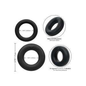 Link Up Optimum Vibrating Cock Ring Set Black BondageBox UK