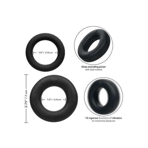 Link Up Optimum Vibrating Cock Ring Set Black BondageBox UK