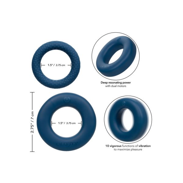 Link Up Optimum Vibrating Cock Ring Set Blue BondageBox UK