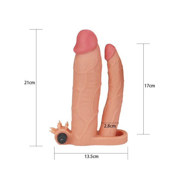 Lovetoy 3 Inch Vibrating Double Extender Flesh Pink BondageBox UK