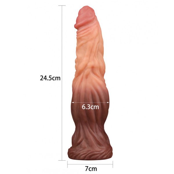 Lovetoy 9.5 Inch Dual Layered Silicone Cock Flesh Brown BondageBox UK
