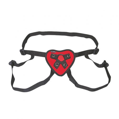 Lux Fetish Red Heart Strap On Harness BondageBox UK