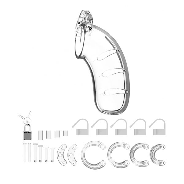 Man Cage 03 Male 4.5 Inch Clear Chastity Cage BondageBox UK