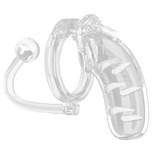 Man Cage 11 Male 4.5 Inch Clear Chastity Cage With Anal Plug BondageBox UK