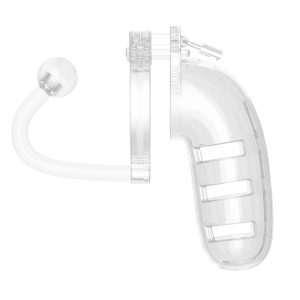 Man Cage 12 Male 5.5 Inch Clear Chastity Cage With Anal Plug BondageBox UK