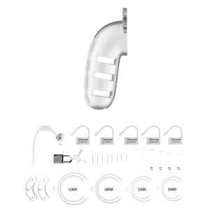 Man Cage 12 Male 5.5 Inch Clear Chastity Cage With Anal Plug BondageBox UK