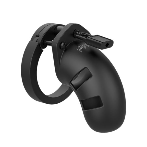 Man Cage 20 Male 3.5 Inch Black Silicone Chastity Cage BondageBox UK