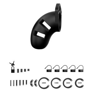 Man Cage 20 Male 3.5 Inch Black Silicone Chastity Cage BondageBox UK