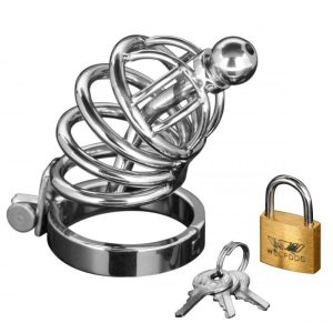 Master Series Asylum 4 Ring Locking Chastity Cage BondageBox UK