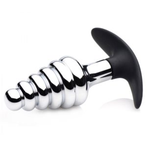 Master Series Dark Hive Metal And Silicone Ribbed Anal Plug BondageBox UK
