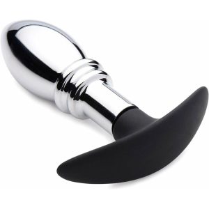 Master Series Dark Stopper Metal And Silicone Anal Plug BondageBox UK