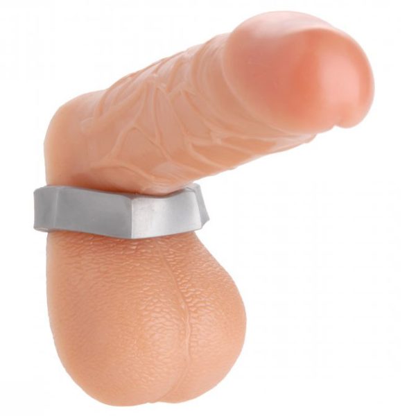 Master Series Silver Hex Heavy Duty Cock Ring and Ball Stretcher BondageBox UK