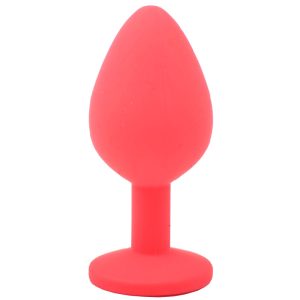 Medium Red Jewelled Silicone Butt Plug BondageBox UK