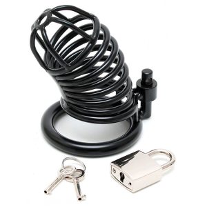Metal Male Chastity Device With Padlock BondageBox UK