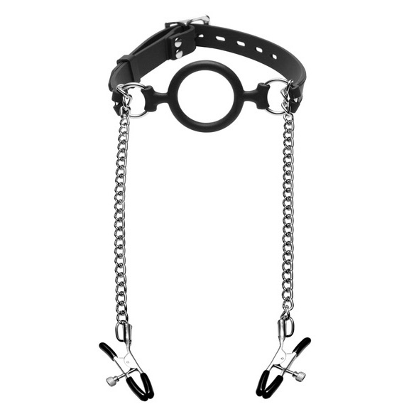 Mutiny Silicone O Ring Gag Plus Nipple Clamps BondageBox UK