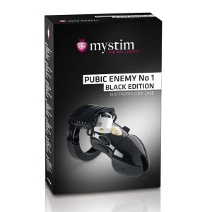 MyStim Pubic Enemy No 1 Black Edition Electrosex Cock Cage BondageBox UK