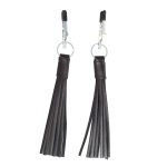Nipple Clamps With Black Leather Tassels BondageBox UK