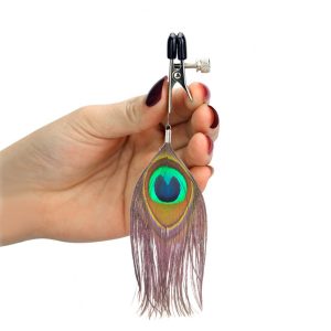 Nipple Clamps With Peacock Feather Trim BondageBox UK