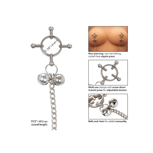 Nipple Grips 4 Point Nipple Press With Bells BondageBox UK