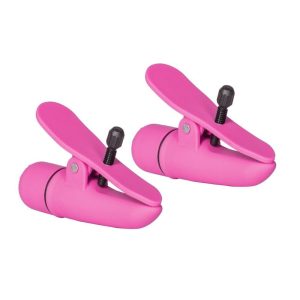 Nipplettes Vibrating Pink Nipple Clamps Adjustable BondageBox UK