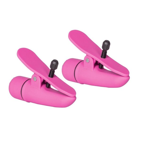 Nipplettes Vibrating Pink Nipple Clamps Adjustable BondageBox UK