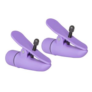 Nipplettes Virbrating Adjustable Purple Nipple Clamps BondageBox UK
