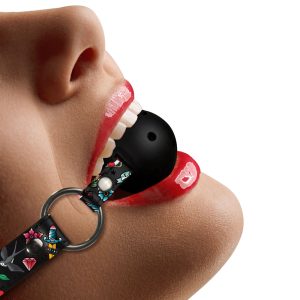 Ouch Breathable Ball Gag With Printed Leather Straps BondageBox UK