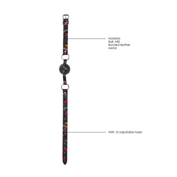 Ouch Breathable Ball Gag With Printed Leather Straps BondageBox UK