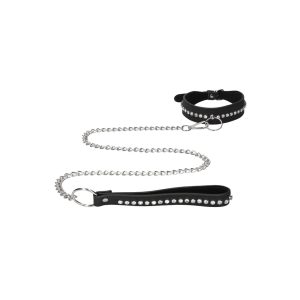 Ouch Diamond Studded Collar With Leash BondageBox UK