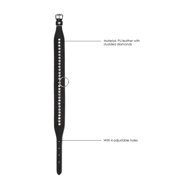 Ouch Diamond Studded Collar With Leash BondageBox UK