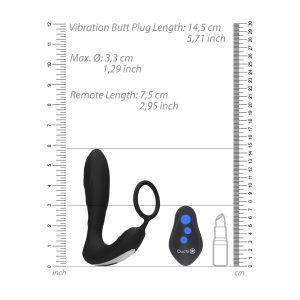 Ouch E Stimulation And Vibration Butt Plug And Cock Ring BondageBox UK