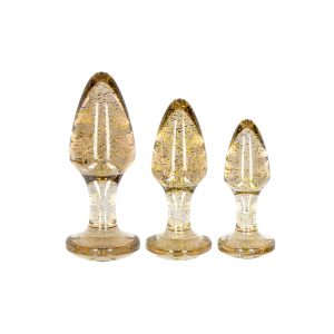 Ouch Golden Glitter Acrylic Butt Plug Set BondageBox UK