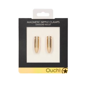 Ouch Magnetic Nipple Clamps Diamond Bullet Gold BondageBox UK